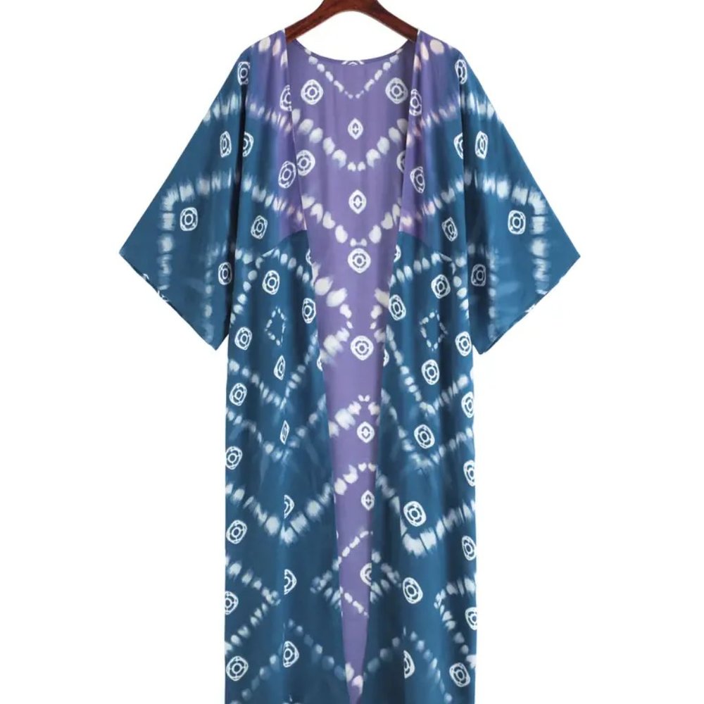 NWT Boutique Indigo Blue Moon Tie Dye Kimono - Picture 5 of 15